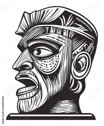 Black and White Wood Engraving of a Male Portrait in Profile