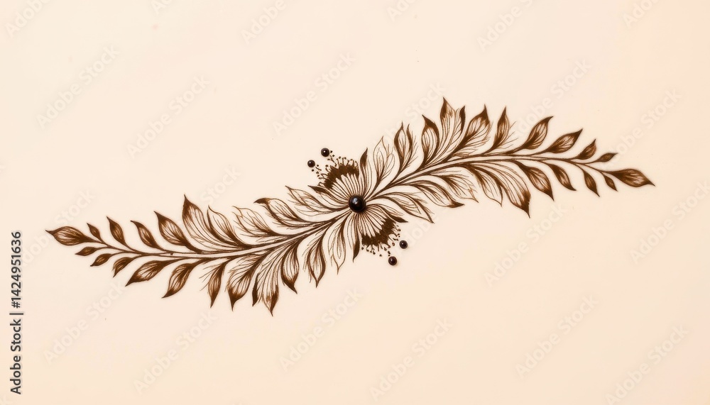 Naklejka premium Henna design, intricate floral pattern