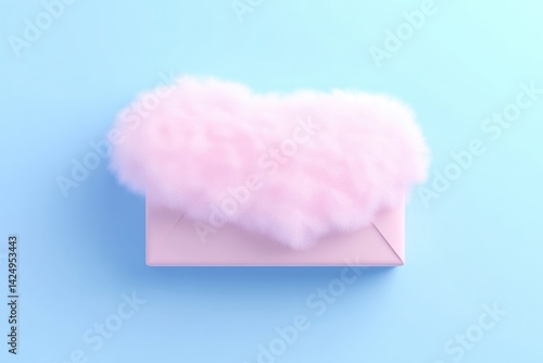 Pink heart-shaped cloud on a pastel envelope