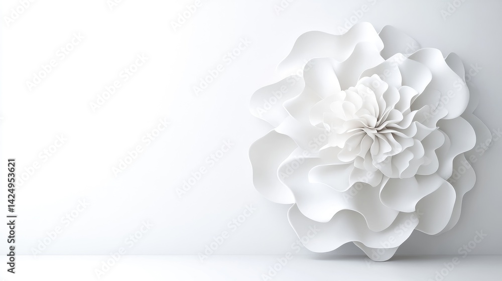 Large Paper Flower Minimalist Design High-resolution Soft Lighting Horizontal Wall Decor Peaceful Serenity Wedding Invitations Pure White Tones extra details included Large Paper Flower Minimalist Design High-resolution Soft Lighting Horizontal Wall Decor Peaceful Serenity Wedding Invitations Pure White Tones extra details included
