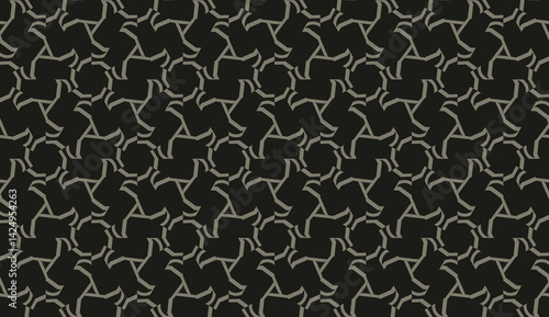 For interior wallpaper, smart design, fashion print.Vector seamless illustration with pattern in triangles style. Dark black color.
