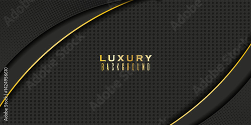 Luxurious black and gold abstract background featuring elegant flowing waves and glowing accents. Ideal for premium events, award ceremonies, invitations, and upscale design projects.