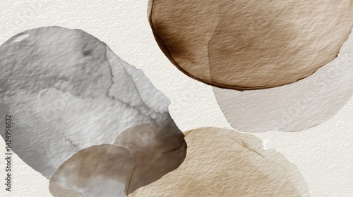 Abstract watercolor shapes in neutral tones create a calming modern design suitable for various artistic applications.