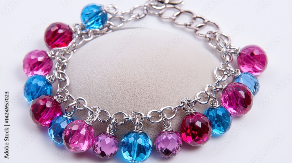 Obraz premium Elegant Charms Bracelet on Velvet Stand