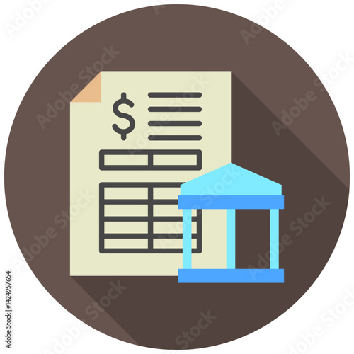 Bank Statement mini illustration rounded color icon, use for taxation, economy, business, finance, UI, UX kit, app and web development, digital or print.