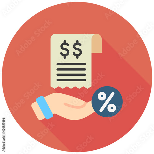 Charge Slip mini illustration rounded color icon, use for taxation, economy, business, finance, UI, UX kit, app and web development, digital or print.