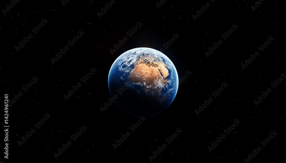 Obraz premium Earth View From Space Showing Africa and Europe with Starry Sky