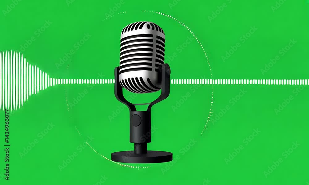 Retro microphone on green screen