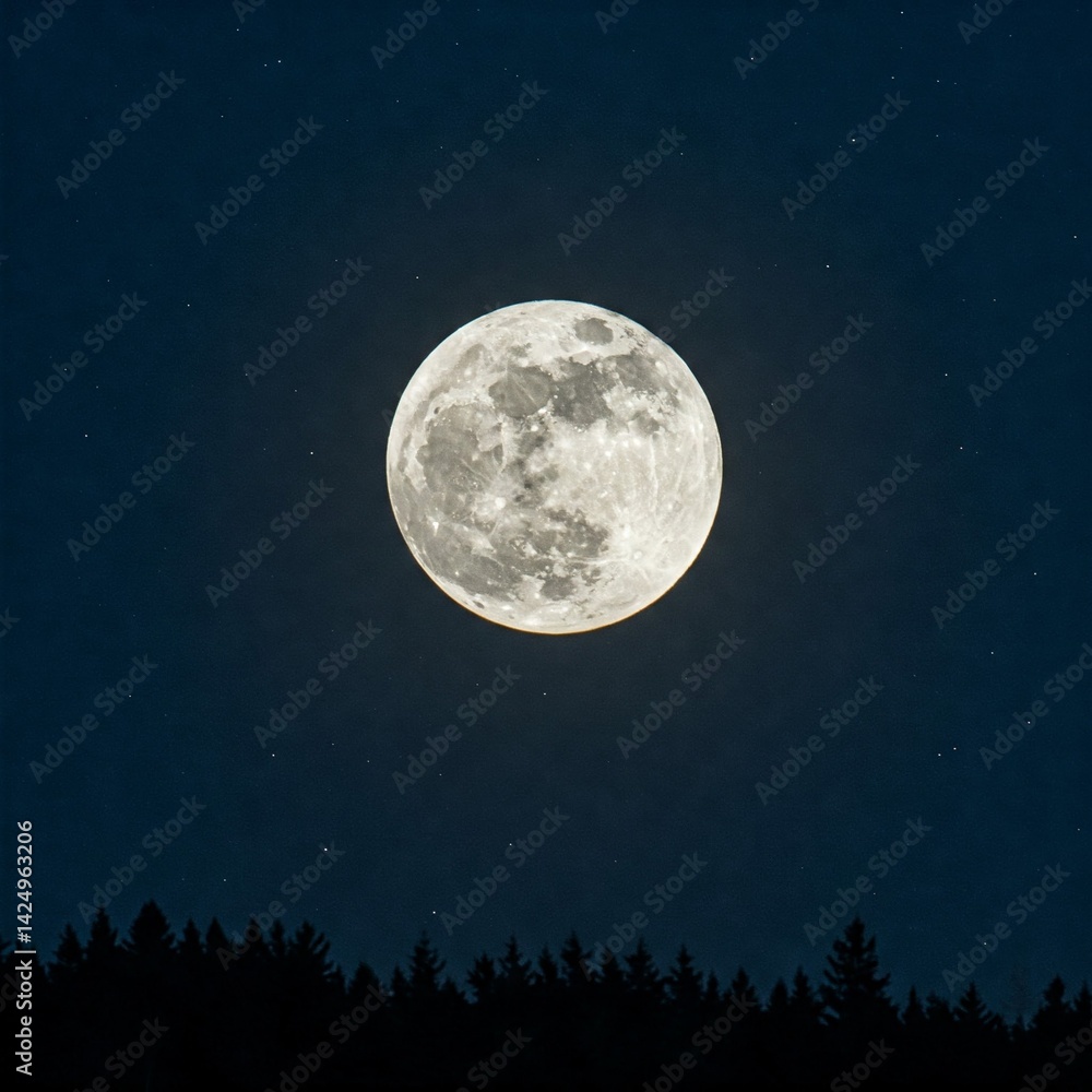 Realistic full moon shining brightly in the night sky with scattered clouds
Realistic full moon shining brightly in the night sky with scattered clouds
