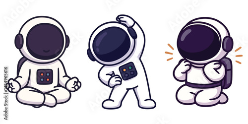 Astronaut meditating, exercising and feeling chest pain