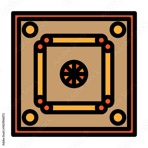 Carrom Board Vector Filled Icon Design