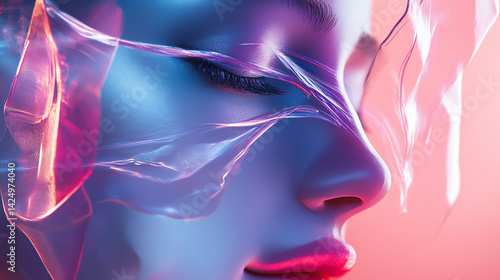 Vibrant slide wallpaper showcasing generative AI algorithms with neon lights, metallic & plastic textures in bright reds, purples, and blues. Futuristic & eye-catching