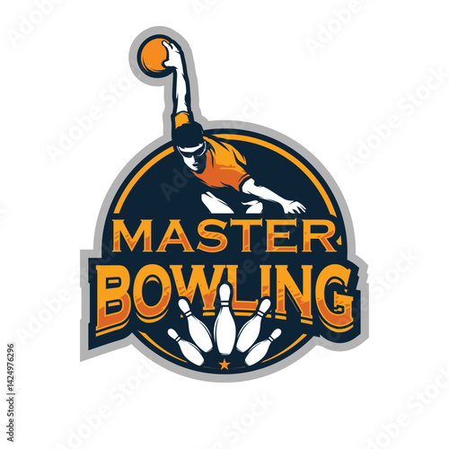 Bowling game logo design vector