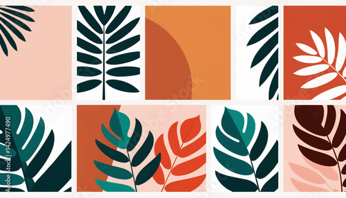 Abstract_Botanical_Wall_Art_Print_Set_of_10_Tropical_Leaf_Illustrations_Modern_Minimalist_Home_Decor_Earth_Tones_Nature_Inspired_Artwork