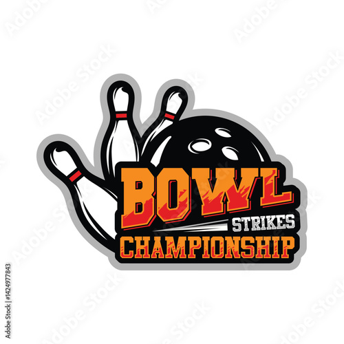Bowling Strikes logo design vector template