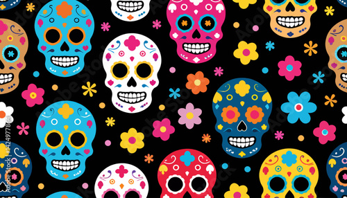 Day_of_the_Dead_Seamless_Pattern_Colorful_Sugar_Skulls_and_Flowers_Background_Dia_de_los_Muertos_Festive_Celebration_Design_for_Textiles_and_Decorations