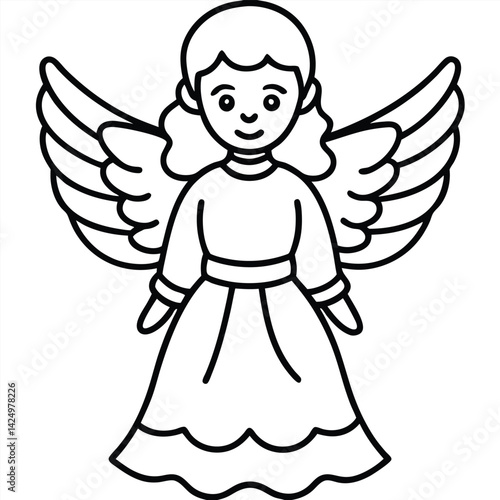 Cute Cartoon Angel Girl with Wings Illustration