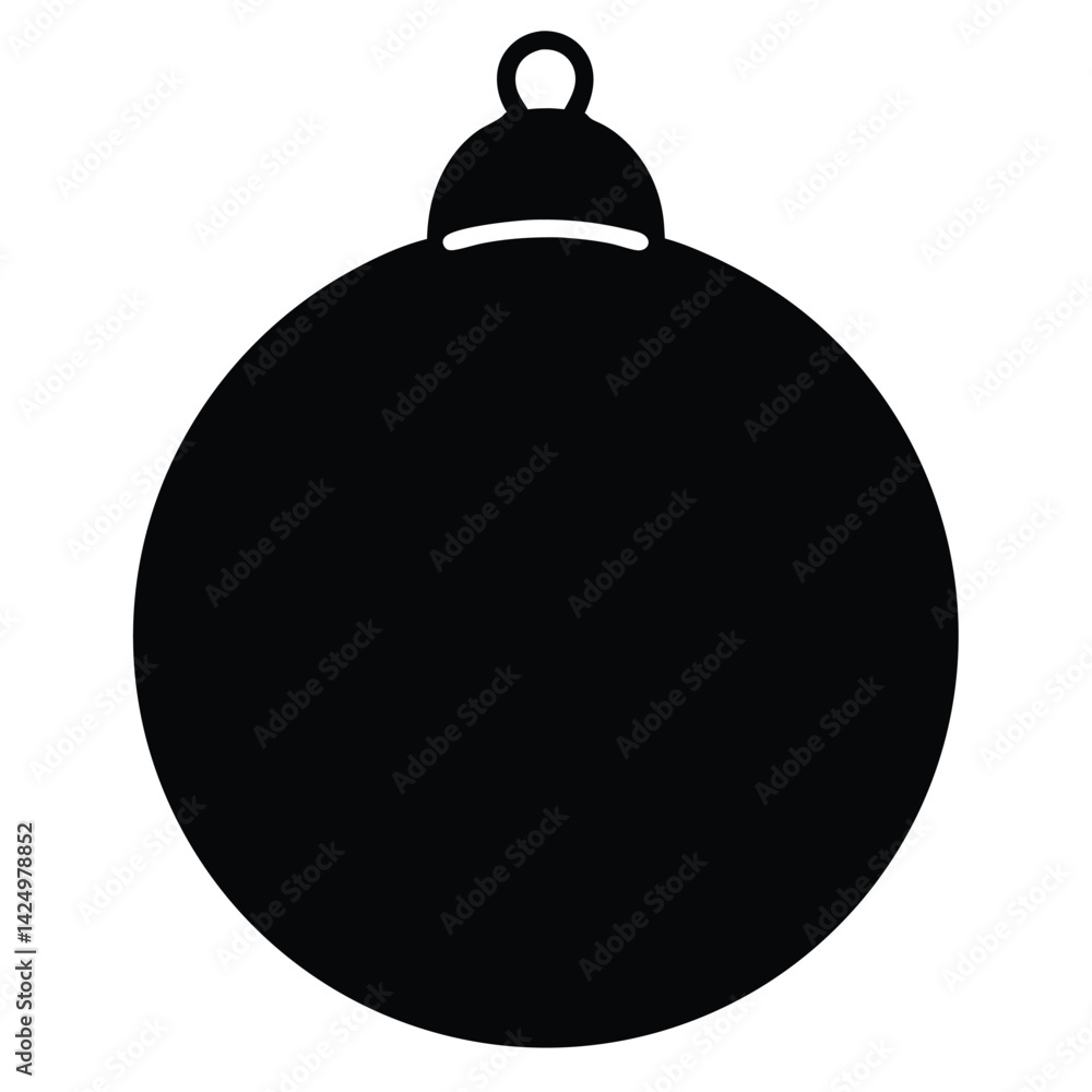Simple Black Silhouette of a Christmas Ornament Simple Black Silhouette of a Christmas Ornament