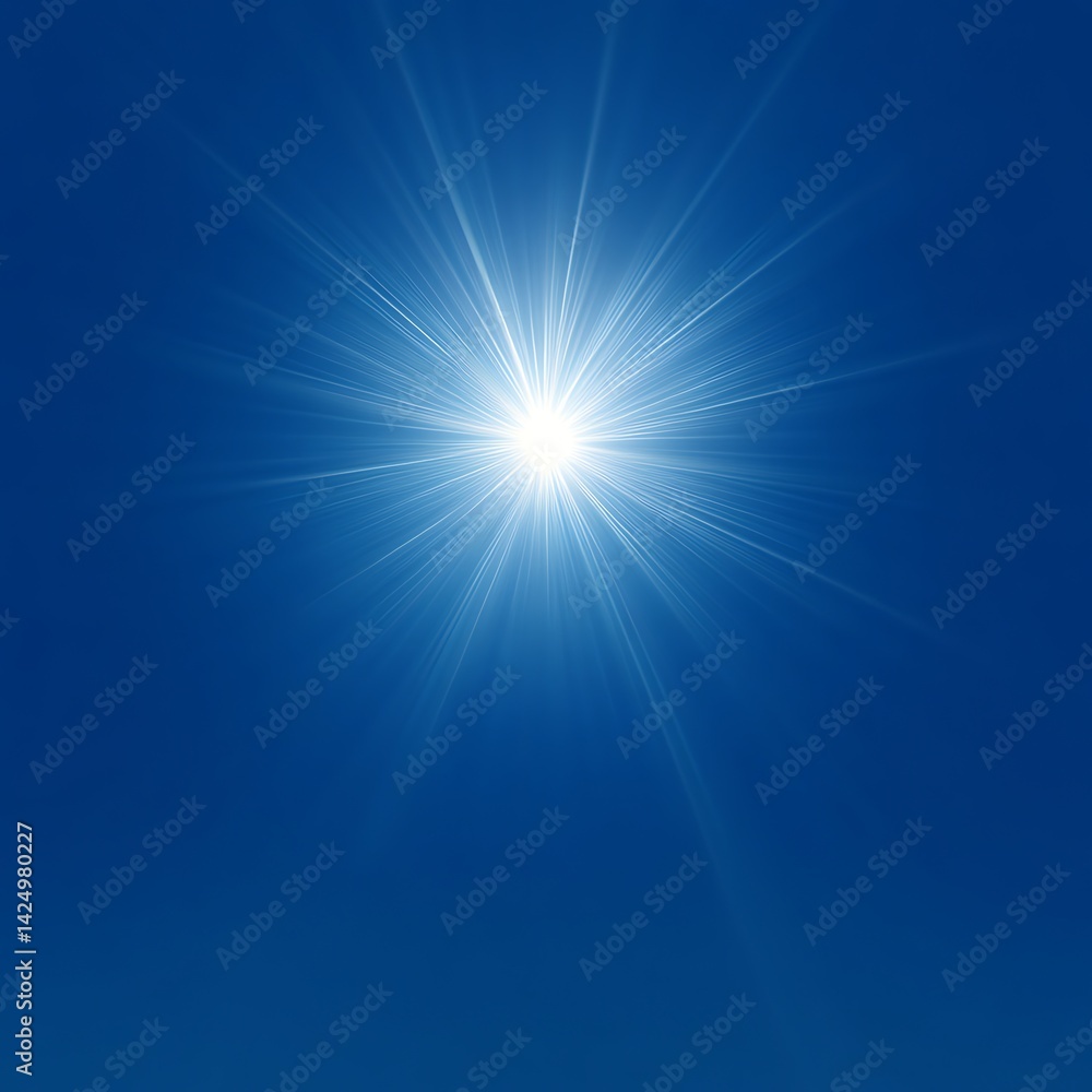 Fototapeta premium Bright starburst against a deep blue backdrop