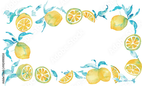 水彩のレモンイラスト。水彩画のレモンベクター素材。夏のレモン背景イラスト。Watercolor lemon illustration. Watercolor lemon vector material. Summer lemon background illustration.