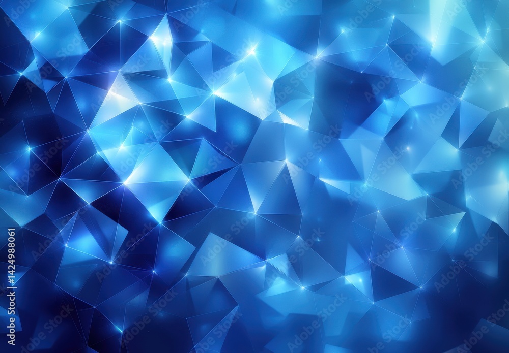 A blue background with a lot of triangles and a lot of light A blue background with a lot of triangles and a lot of light