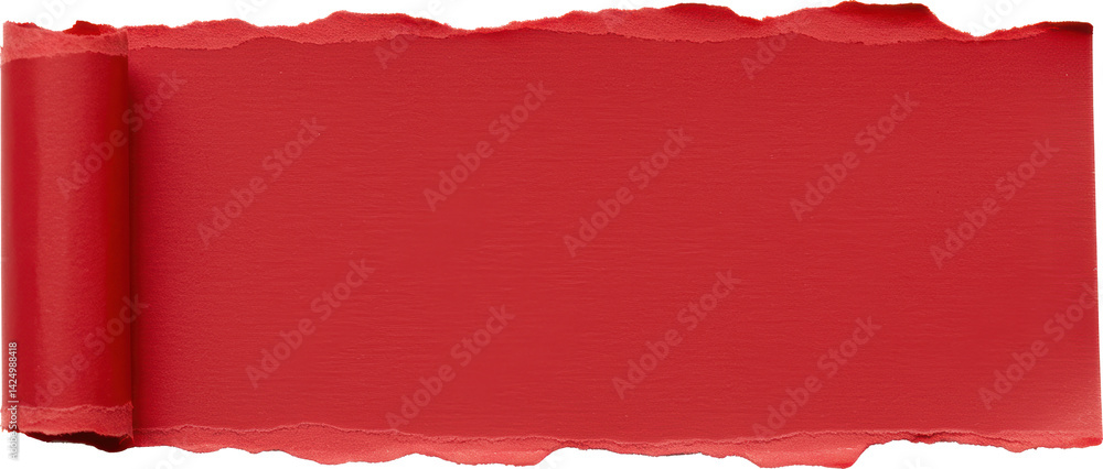 Red torn paper with curled edge