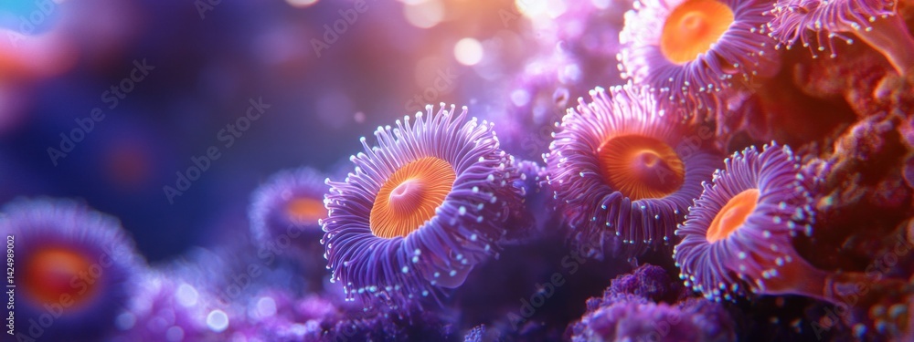 Fototapeta premium Vibrant Underwater Anemones in Aquarium