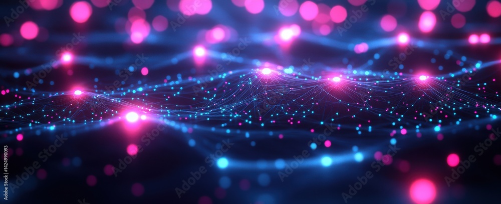 Fototapeta premium A blue and pink background with many small dots