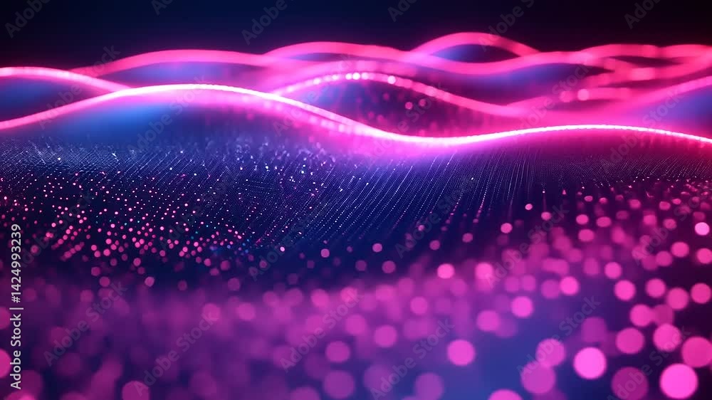 Abstract digital waves of pink and blue light Abstract digital waves of pink and blue light