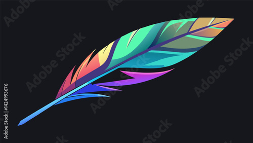A holographic feather for your bird to chase and peck at with different patterns and colors each time for endless entertainment.. Vector illustration