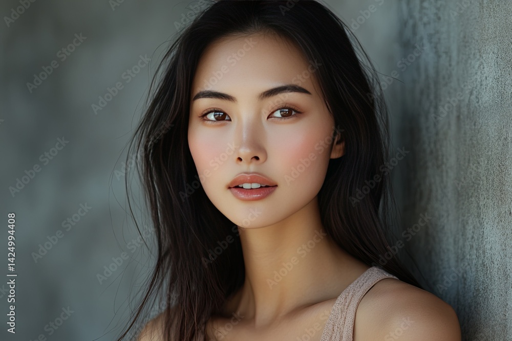 A beautiful young woman poses for a portrait photograph A beautiful young woman poses for a portrait photograph