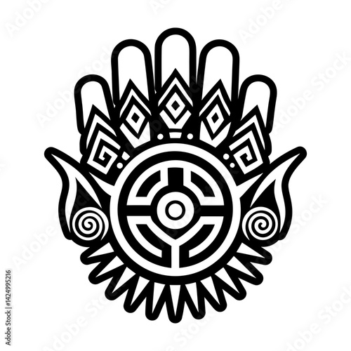 A glyph style icon of hopi hand symbol