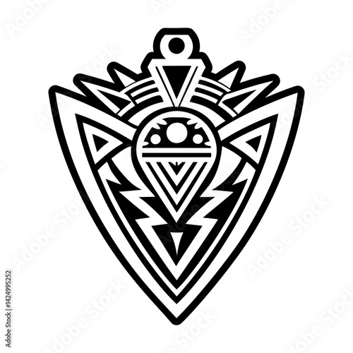 A filled style icon of native arrowhead tattoo