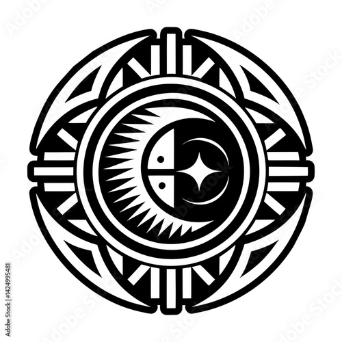 A filled style icon of moon symbol tattoo