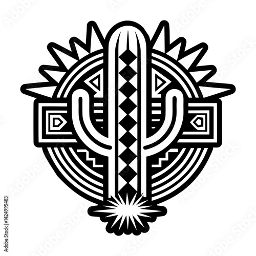 A glyph style icon of desert cactus symbol