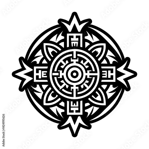 A glyph style icon of mandala symbol