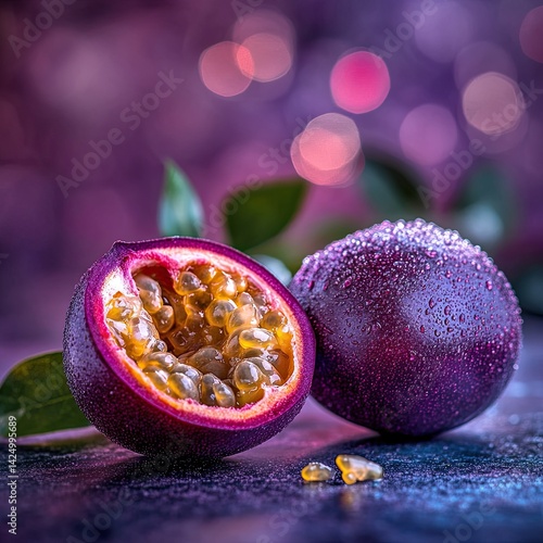 passionfruit isolated on abstract background