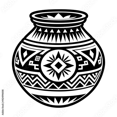 A solid style icon of clay pot symbol