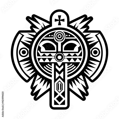 A solid style icon of hopi stick tattoo