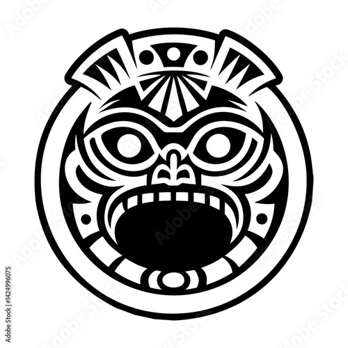 A glyph style icon of ritual mask tattoo