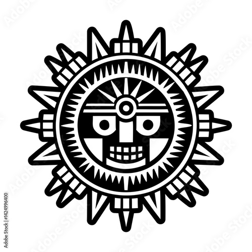 A filled style icon of sun kachina tattoo