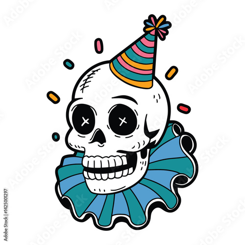 Party Skull Clown Cartoon Illustration