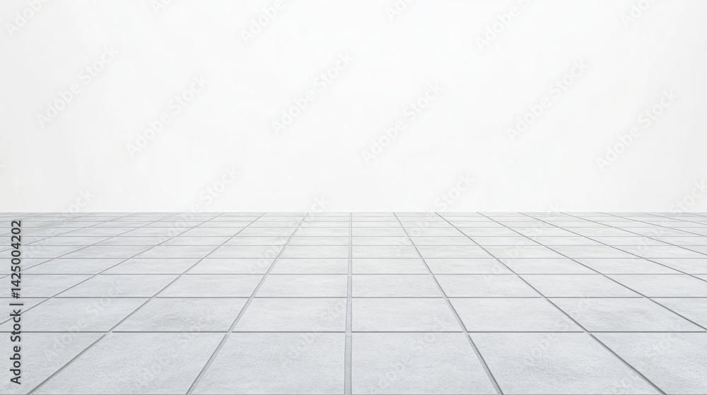 Fototapeta premium A minimalist view of a tiled surface with a seamless transition to a light, blank background, evoking a sense of openness and tranquility.
