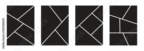 Collage grid manga book template. Image collage layout template. Picture frame set. Photo album idea for banner, poster, comic page, flyer, brochure, booklet, memory wall design.
