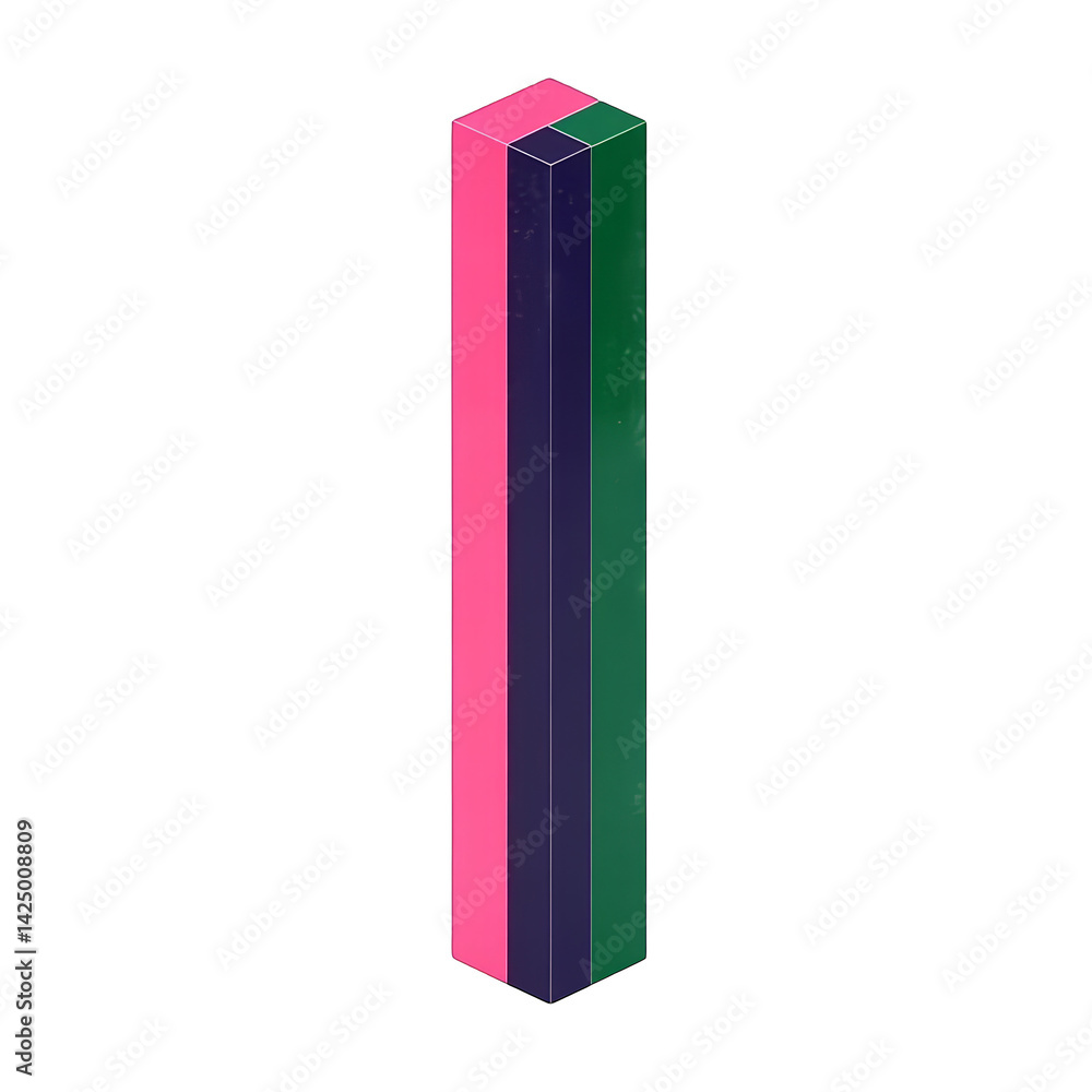 Abstract 3D Illustration of Vertical Colorful Geometric Block in Isolated Background Abstract 3D Illustration of Vertical Colorful Geometric Block in Isolated Background