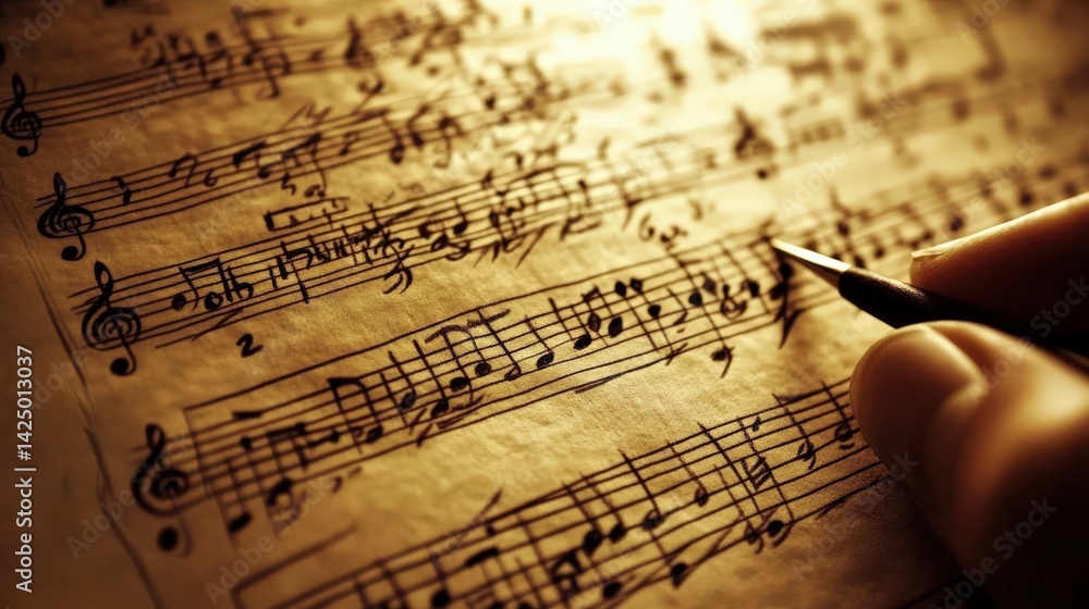 Fototapeta premium Vintage musical notation being hand-written.
