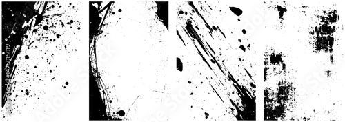Grunge Splatter and Ink Scratch Overlays, Abstract Distressed Texture Pack for Urban and Horror Art