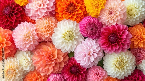 Wallpaper Mural Vibrant dahlia blossoms in a spectrum of colors (1) Torontodigital.ca