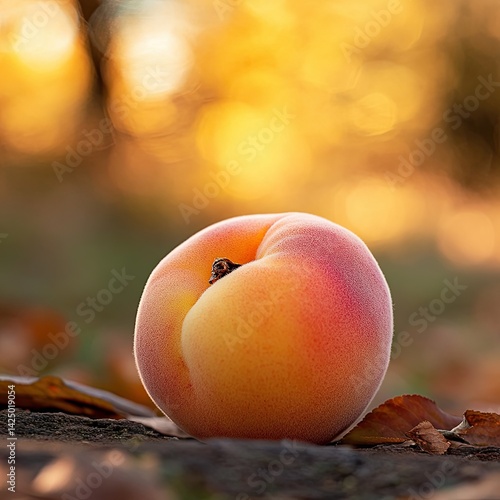 peach isolated on autumn background