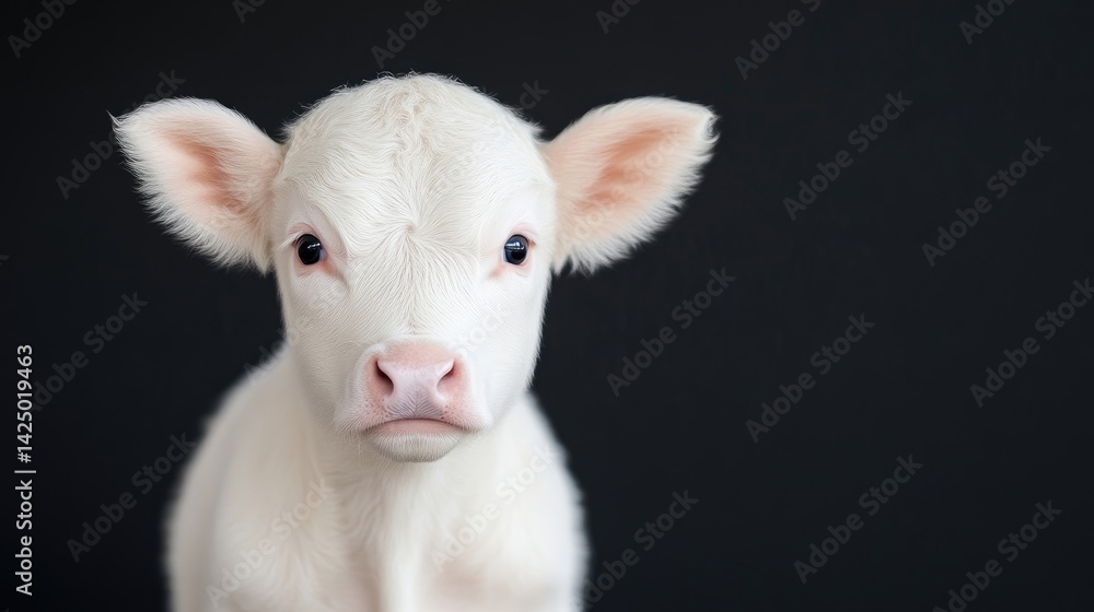 Fototapeta premium Cute white calf portrait
